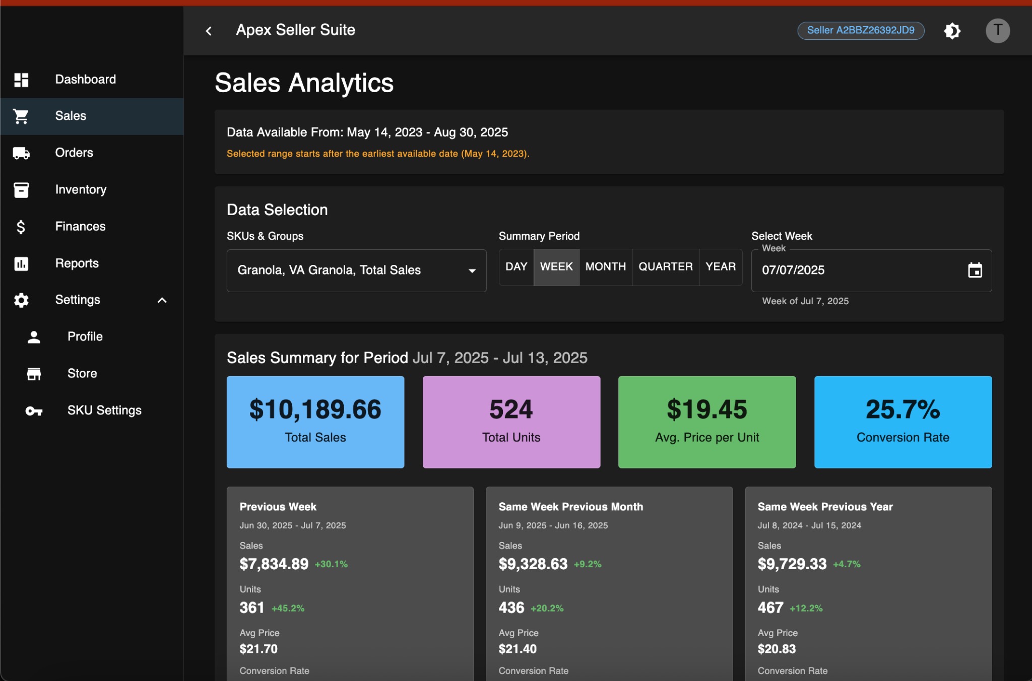 Apex Seller Suite Dashboard